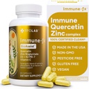 Immune-fxTM Advanced Chelated Zinc Ionophore Immune Support & Alergy Health Supplement, Quercetin 500mg, Antioxidant Vitamin C, D3, K2 MK7, promueve ADN, Corazón, Pulido, Sinus Health, 60 cápsulas Vegan
