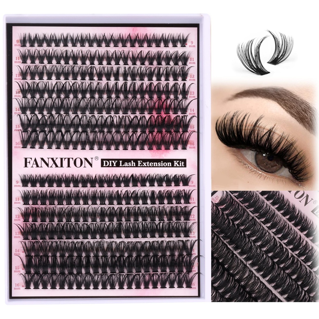 Cluster Lashes 280 pcs Lash Clusters D Volume Eyelashes Extensions 9-16 mm Mix 40D+50D Individual Lashes Thin Band Eyelashes Cluster for DIY Lash Extension Beginners (Lash Clusters)