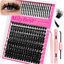 Lash Clusters Kit 100D Manga Eyelash Clusters with DIY Spikes 13-19MM Spiky Volume Cluster Eyelash Extensions Wispy Individual Lash Extensions Kit Anime Lashes Cluster Bond & Seal Tweezer by MilyBest