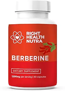 Right Health Nutra - Berberine 1200mg - 60 cápsulas - Pure, Natural Support for Fighting Free Radicals, Boost Immunity & Balance Microbiome - Vegan & Natural Berberine Capsules