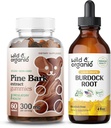 Wild &amp; Organic Pine Bark Extract Gummies &amp; Burdock Root Tincture 4 fl oz