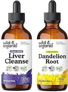 Wild &amp; Organic Liver Cleanse Tincture 4 fl oz &amp; Dandelion Root Tincture 4 fl oz
