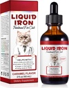 Hierro líquido para gatos, gotas de hierro líquido para gatos apoya la anemia, niveles bajos de energía y gatos letárgicos- Mejorar los niveles de energía y vitalidad, suministros de mascotas Suplemento de vitamina gato, sabor caramelo - 2 fl.oz