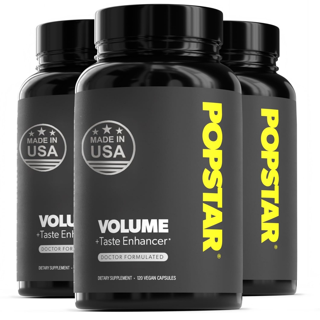 POPSTAR Labs Semen Volume Booster - Men's Semen Health & Fertility Supplement - Doctor Formulado para aumentar el volumen de carga - Made in USA - Non-GMO, Organic, Vegan - 360 cápsulas - (3 Month Supply)