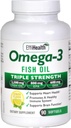 EffiHealth Omega-3 Fish Oil - Triple Strength 2500mg Fish Oil, 1200mg EPA, 600mg DHA - Apoya Hearth Health, Brain health and Immune Support – Lemon Flavor, Burpless Fish Oil