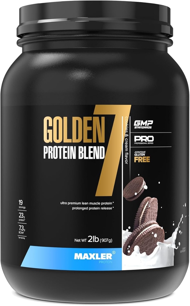 Maxler Golden 7 Protein Blend - Polvo Proteína para la ganancia muscular &amp; recuperación - Cookies y crema Proteína Polvo 2 lb