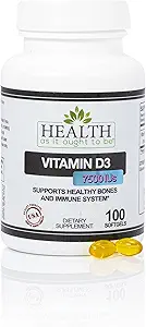 Health As It Ought To Be Vitamin D|3 7500 IUs Supplement | Physician Formulated Supports Healthy Bones & Immune System | 100 Softgels