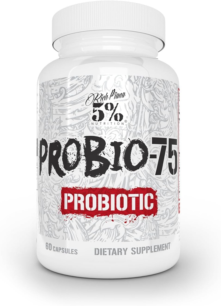 5% Nutrition Rich Piana Probio-75 Billion CFUs | Vegan, 14 Unique Strains