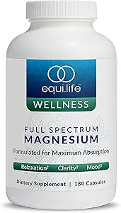 Suplemento de magnesio de espectro completo de la vida, Glycinate de magnesio, citrato, " Malate, Bioavailable Mineral Blend, Dairy, Soy, " Gluten Free, Vegan, Non GMO, 180 cápsulas