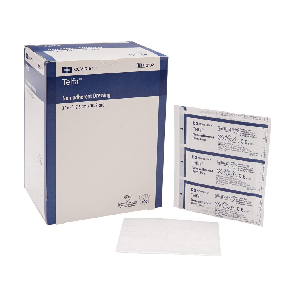 Covidien 2132 Telfa Non-Adherent Dressing, 3" x 4" (Pack of 100)