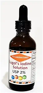 A2Z Ioduro de Lugol ecológico y Potasio 2% Solución 3000 mcg - Suplemento líquido gotas para soporte tiroideo para hombres y mujeres, Metabolismo Salud, Detox Boost -2 Fl Oz/Made en EE.UU./Same Day Ship