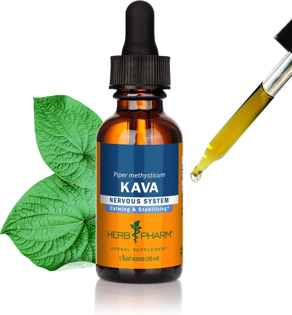 Herb Pharm Organic Kava Root Liquid Extract for Stress Relief & Relaxation*: Vegan Kava Extract, Non-GMO Kava Kava Tincture for Calm " Relaxed Mood, Gluten-Free, 1 Oz