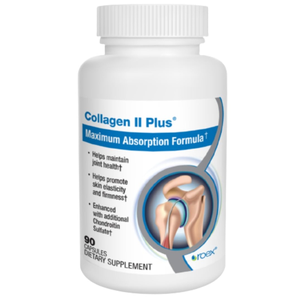 Roex Vitamins | Collagen II Plus | Vegetable Capsules | Organic | Joint Health | Anti-Aging | 90 Count