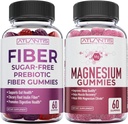 Atlantis Nutrición Azúcar Gummies de fibra prebiótica para adultos 2-Pack (120 Gummies) + Magnesium Gummies - 770 MG Magnesium Citrate 60 Gummies