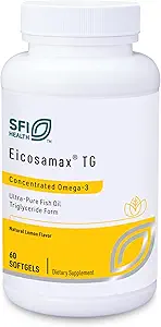 Klaire Labs SFI Health Eicosamax TG Fish Oil - Ultra Pure Omega-3 Fish Oil Pills with EPA/DHA - Sostentablemente Fuentedo - Natural Lemon Flavor for No Fishy Burps or Aftertaste (60 Softgels)