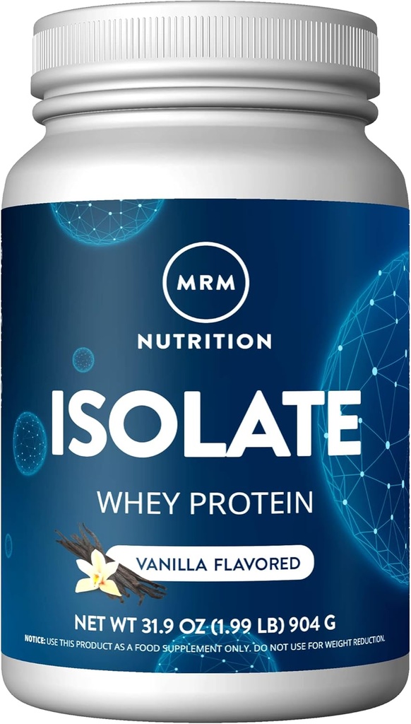 MRM Nutrición Isolate Whey Protein ← Vanilla Flavored ← Protein 24g Protein Silencio Añadido BCAAs + Glutamine Silencio con Enzymes Digestivos ← Hormona + Antibiótico Gratis