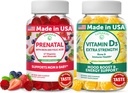 Lunakai Prenatal and Vitamin D3 Gummies Bundle - Pregnancy Multivitamin Gummy with Iron ' Folic Acid - Immunity, Bone and Mood Support Supplement for Adults - 30 Days Supply