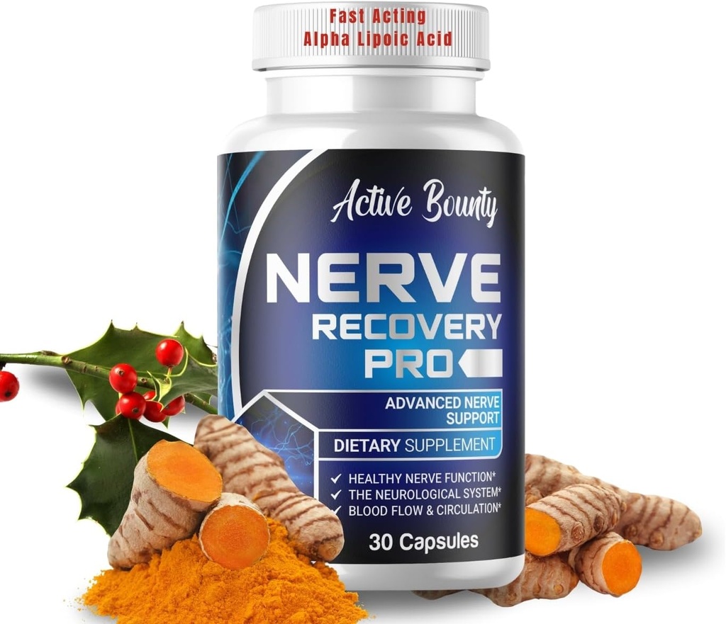 Nerve Recovery Pro – Nerve Support Supplement with Alpha Lipoic Acid, Turmeric " Acetyl-L-Carnitine – Supports Healthy Nerve Function, Circulation &quot Blood Flow – 30 Capsules - 1 Pack