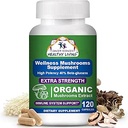 Ciencia del cáncer Suplemento de seta orgánico cápsulas - 1.500 mg No GMO Wellness Complejo de setas 40% Beta-Glucans -Turquía Tail, Reishi, Cordyceps, Chaga Extract for Brain &amp; Immune Support 120 cápsulas