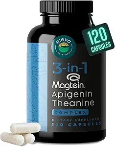 Magnesium Theanine L-Threonate Apigenin Supplement for Sleep Aid-3- in-1 Complex Supplement Support Relaxation- Melatonin-Free Magnesium- Zero Fillers- Gluten Free ' Non-GMO-120 Count Veggie Capsules
