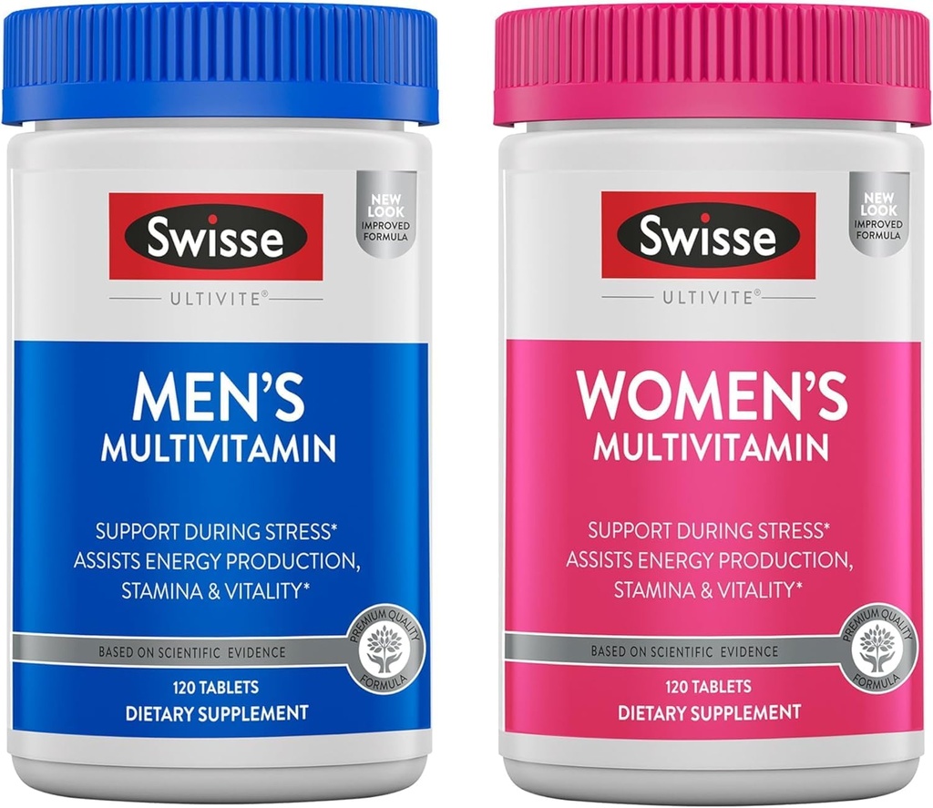Swisse Daily Multivitamin for Men &amp; Women Bundle Combo Pack ← Asistencia Energía saludable, alivio de estrés, claridad mental " rendimiento, inmunidad y salud cardíaca