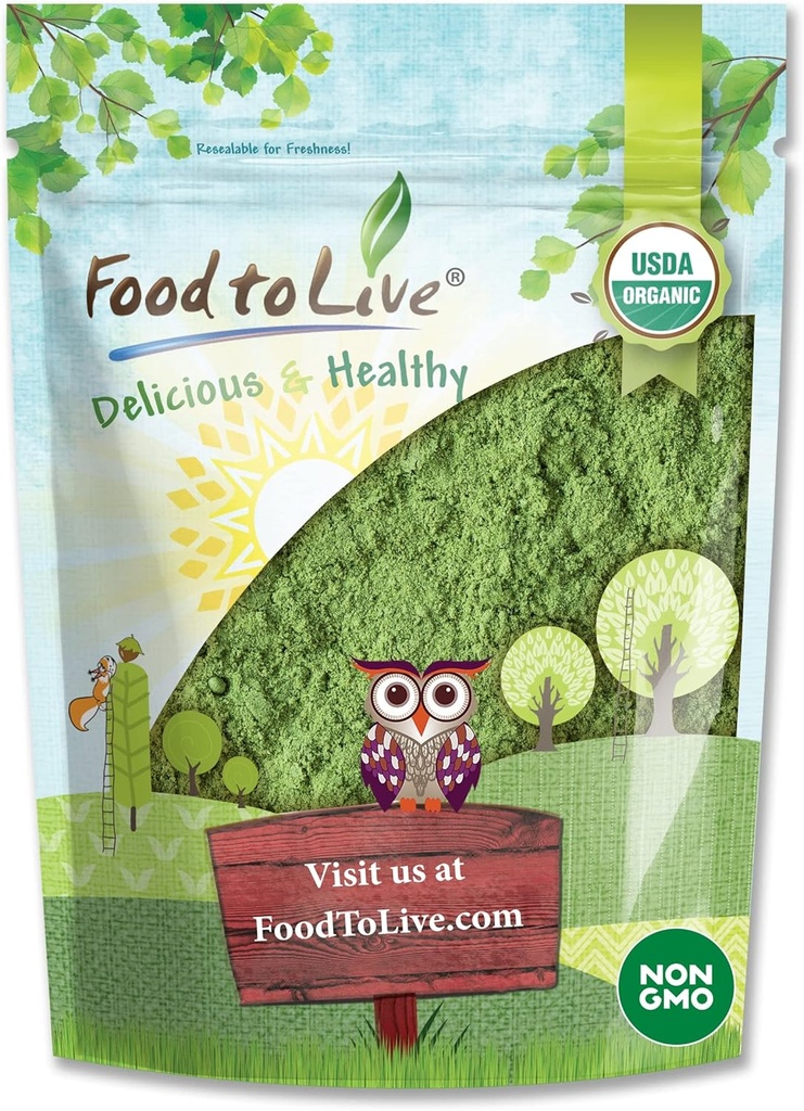 Ecológico SuperGreens Powder Blend, 3 libras - Kale mixto, Moringa, Spirulina, Wheatgrass Powders. No GMO, Puro, Vegan, Bulk. Rico en Antioxidantes, Clorophyll. Grande para Jugos, Smoothies, Baking