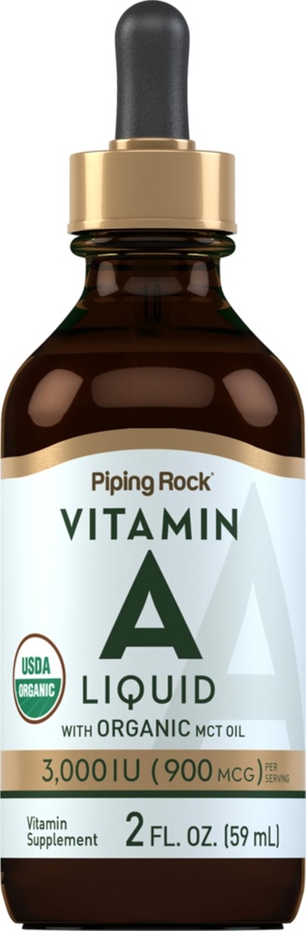 Piping Rock Vitamina A Liquid TEN 2 fl oz ANTE No GMO, Gluten Free Supplement