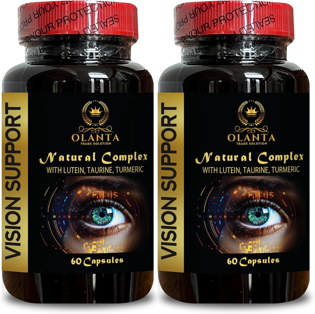 Vision Support Fórmula Natural - Suplementos de Luteina Orgánica - Visión Natural Soporte con Beta-Carotenos & Antioxidantes - 2 Botellas 120 Capsules