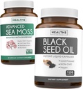 Black Seed &amp; Sea Moss (1-Month Supply) Nutriting Nature Bundle of Black Seed Oil 120 Softgel Capsules (No-GMO & Vegan) Cold-Presed Nigella Sativa & Irish Sea Mos Capsules (No-GMO & Organic)