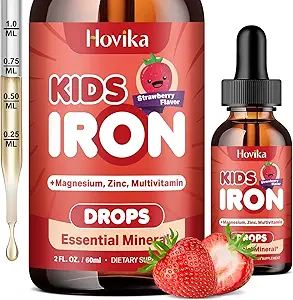 Suplemento de hierro líquido para niños y mujeres - con Magnesium, Zinc &amp; Kids Multivitamin Iron Drops - Immune Support, Blood Builder & Energy Support for Iron Deficiency, Anemia, Vegan 2 Fl Oz