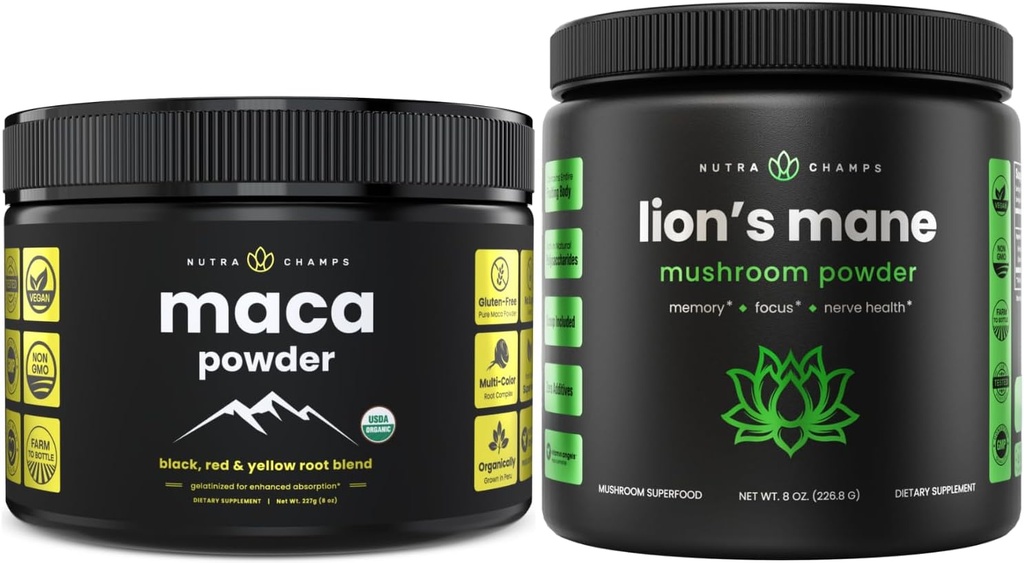 NutraChamps Organic Maca &amp; Organic Lion's Mane Powder