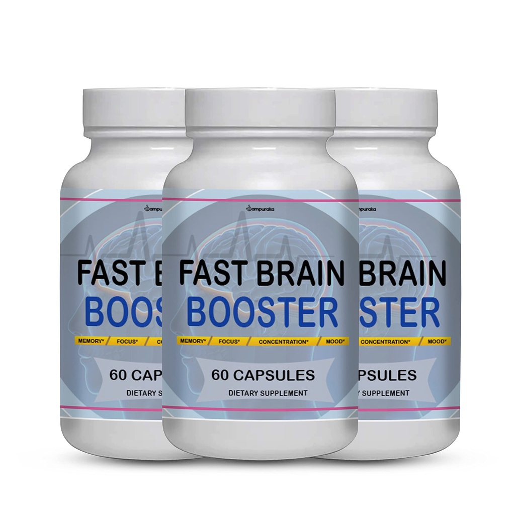 Fast Brain Booster New Advanced Formula Supplement (3 Pack) 90 Days Supply Pills
