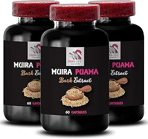 Boost Fórmula - Muira PUAMA BARK Extracto - Resiliencia natural, Fuente de energía, Despertar de hierbas, Potencia virgen vegetal, Energizar la mezcla, Mejora de rendimiento, elevación botánica 3 botellas 180 cápsulas