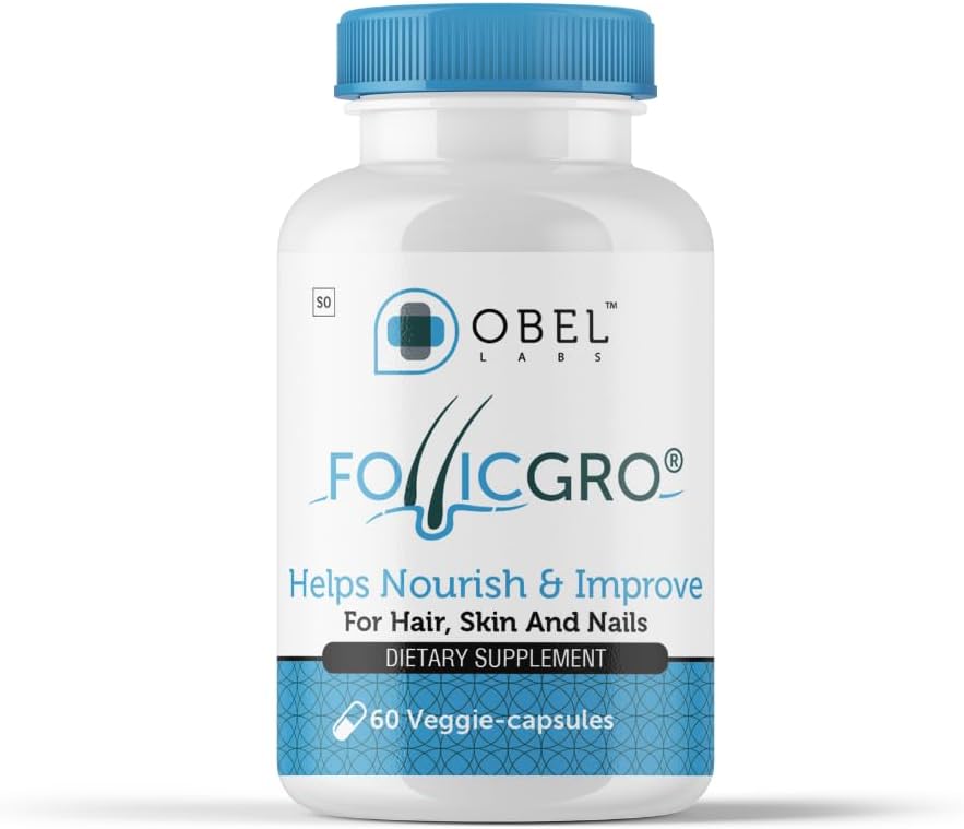 obel Follicgro Hair, Skin and Nails Supplement TEN Herbal Extracts TEN Vitaminas TEN Biotin TEN MSM ANTE Saw Palmetto TEN Nettle ANTE 60 Capsules