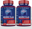 Neuro Plus Brain & Focus Formula - Suplemento Nootropic Brain Booster, apoya la salud cerebral, la claridad mental " Focus - mejora la concentración " energía mental – 120 cápsulas (2)