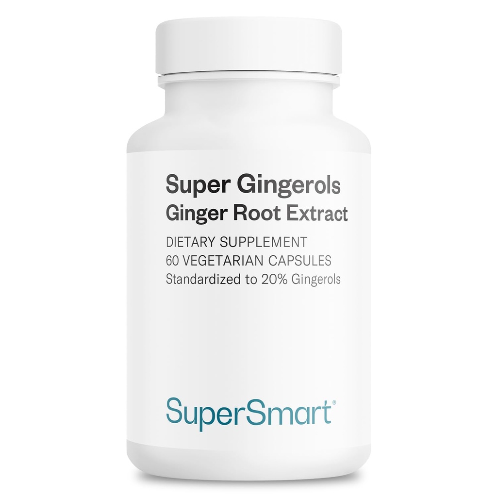 Supersmart - Super Gingerols 400mg per Day (High Potency 20% Gingerol) - Ginger Root Extract Supplement | Non-GMO & Gluten Free - 60 Vegetarian Capsules