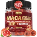 Maca Root Filled Gummies 2000mg for Women Men ← Sugar Free ← Orgánica Black, Red, Amarilla Maca Root Suplemento Gummy Chews con Ashwagandha Ginseng " Zinc ¦ Vegan, Non-GMO, Grapefruit Flavor, 60 Conde