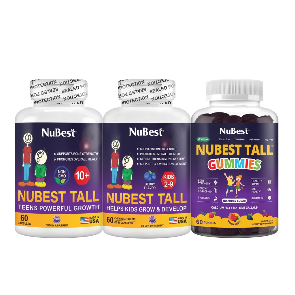 NuBest Tall Ultimate Growth Bundle: Family Pack Growth Supplements - Gummies, Chewables & Capsules