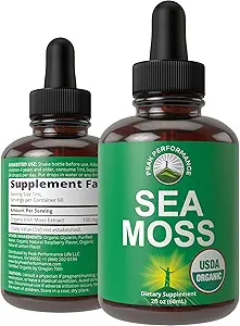 USDA Organic Sea Moss Liquid Drops Suplemento. Extracto del Moss del Mar Irlandés Vegano para Mujeres y Hombres. Cero Azúcar, No Bitter. para Immune, Digestive, Respiratory Support. USDA Certified Organic