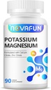 Suplemento de magnesio de potasio con Zinc de calcio 1185mg, Fórmula de alta potencia para cáscaras de pierna, Bone &amp; Muscle Health, Non-GMO, Gluten Free, Vegan, 90 cápsulas