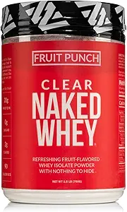 Desnudo claro Whey Protein Isolate, Fruit Punch, Iso Protein Powder, No Gmos o Sweeteners artificiales, libre de gluten, libre de soja - 28 Servings