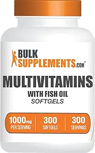 BulkSupplements.com Multivitamin Softgels - Daily Multivitamin Supplement, Multimineral for Men and Women with Fish Oil - Gluten Free, 1 Softgel per Serving (1000mg), 300 Count (Pack of 1)