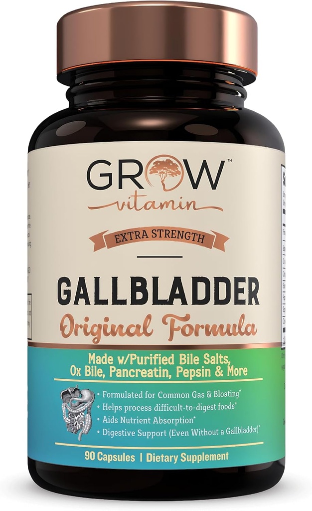cultivar vitamina Original Gallbladder Fórmula, Made w/Purified Bile Salts & Ox Bile Digestive Enzymes - Incluye hierbas digestivas cuidadosamente seleccionadas - 90 cápsulas