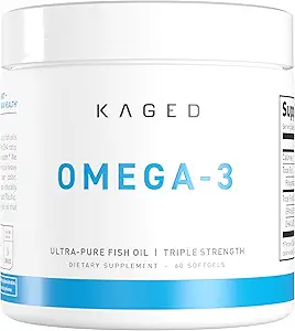 Kaged Omega 3 Fish Oil Suplemento, 3000mg Omega 3 Fatty Acid con EPA & DHA, Ultra-Pure, No Fish Burps, 60 pastillas