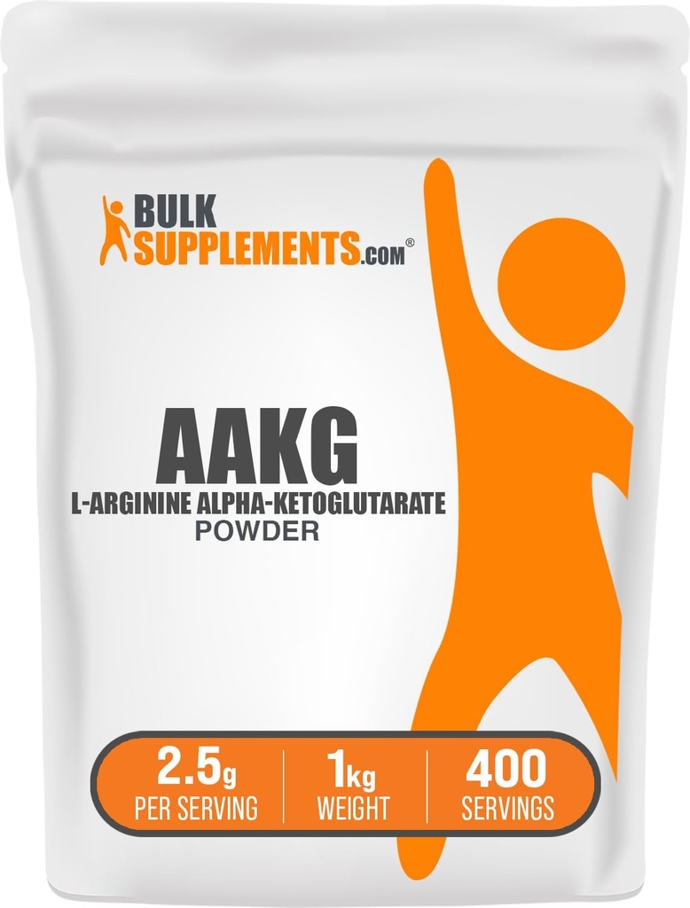 BulkSupplements.com AAKG Powder - Arginine AKG Supplement, Nitric Oxide Supplement, Unflavored & Gluten Free, 2.5g per Serving, 1kg (2.2 libras) (Pack of 1)