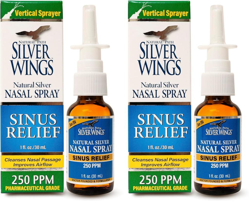 Natural Path Alas de plata sinus Relief Natural Silver Nasal Spray - 250ppm - 1oz - 2 Pack