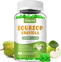 Azúcar Free Soursop Graviola Gummies - Organic Soursop Leaves & Fruit Extract - Ayuda Digestiva, Soporte Inmunitario &amp; Propiedades Antioxidantes - 60 Apple saboreado Gummies