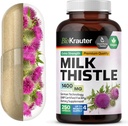 BIO KRAUTER Milk Thistle Capsules 1400 mg - 250 Conde - Liver Detox &amp; Cleanse Suplemento - Vegan Silymarin Capsules - Milk Thistle Powder - Non GMO