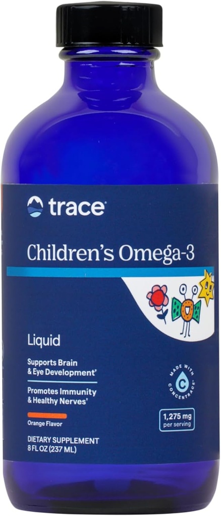 Trace Minerals Children's Omega-3 - Liquid Supplement Supports Nervous & Immune System Function - Health Supplement for Children - EPA & DHA Supports Brain & Eye Development - Orange, 8 fl oz