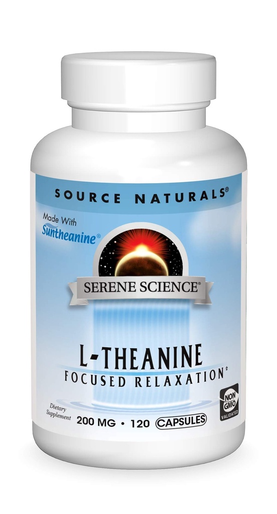 Fuente Naturals Serene Science L-Theanine, Made with Suntheanine, for Focused Relaxation, 200 mg - 120 cápsulas